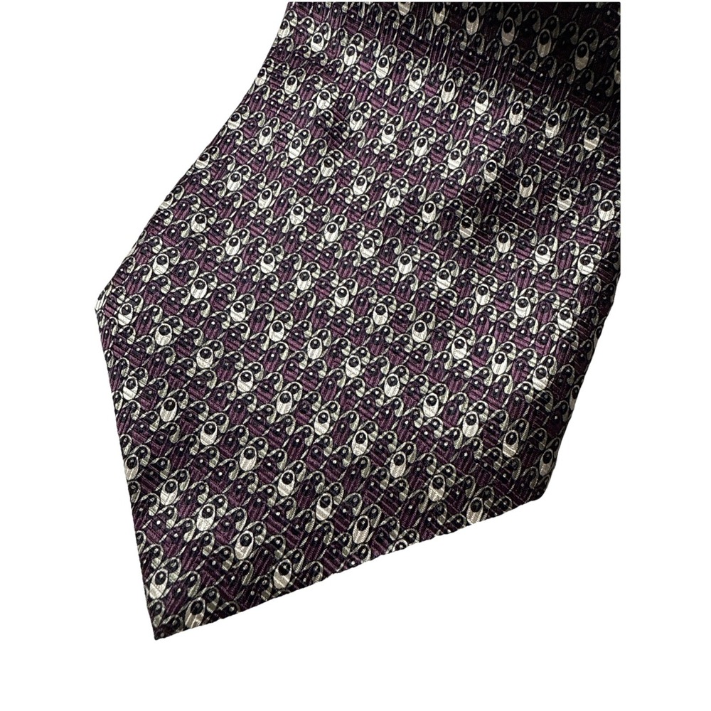 Damon Silk Tie‎ Purple Halloween Spooky Eyes Goblins Graveyard Ghosts Fun